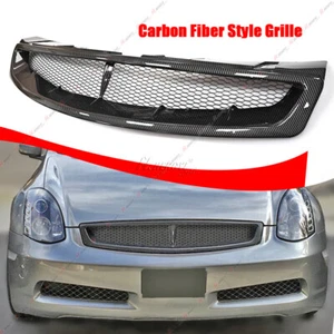 For 03-2007 Infiniti G35 2Dr Coupe Carbon Look ABS Front Bumper Mesh Hood Grille - Picture 1 of 11
