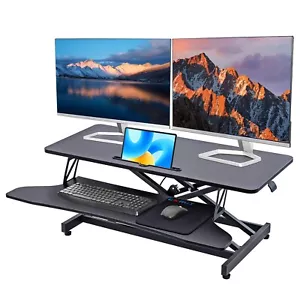 Height Adjustable Standing Desk Monitor Riser Tabletop Sit to Stand Workstation - Picture 1 of 10