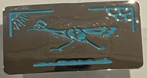 VINTAGE 1970s Chambers Belt Co  Turquoise Road Runner Buckle - Picture 1 of 2