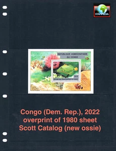 at $20.00 est Scott Value - 2022 CONGO ZAIRE Fish scarce overprint CV MNH NH UM - Picture 1 of 4