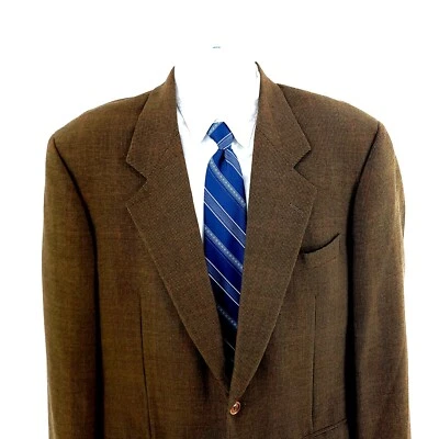 Samuelsohn Super 100s Tweed Wool Cashmere Check 2 Button Sport Coat 42L Brown Gr - Image 1 of 4