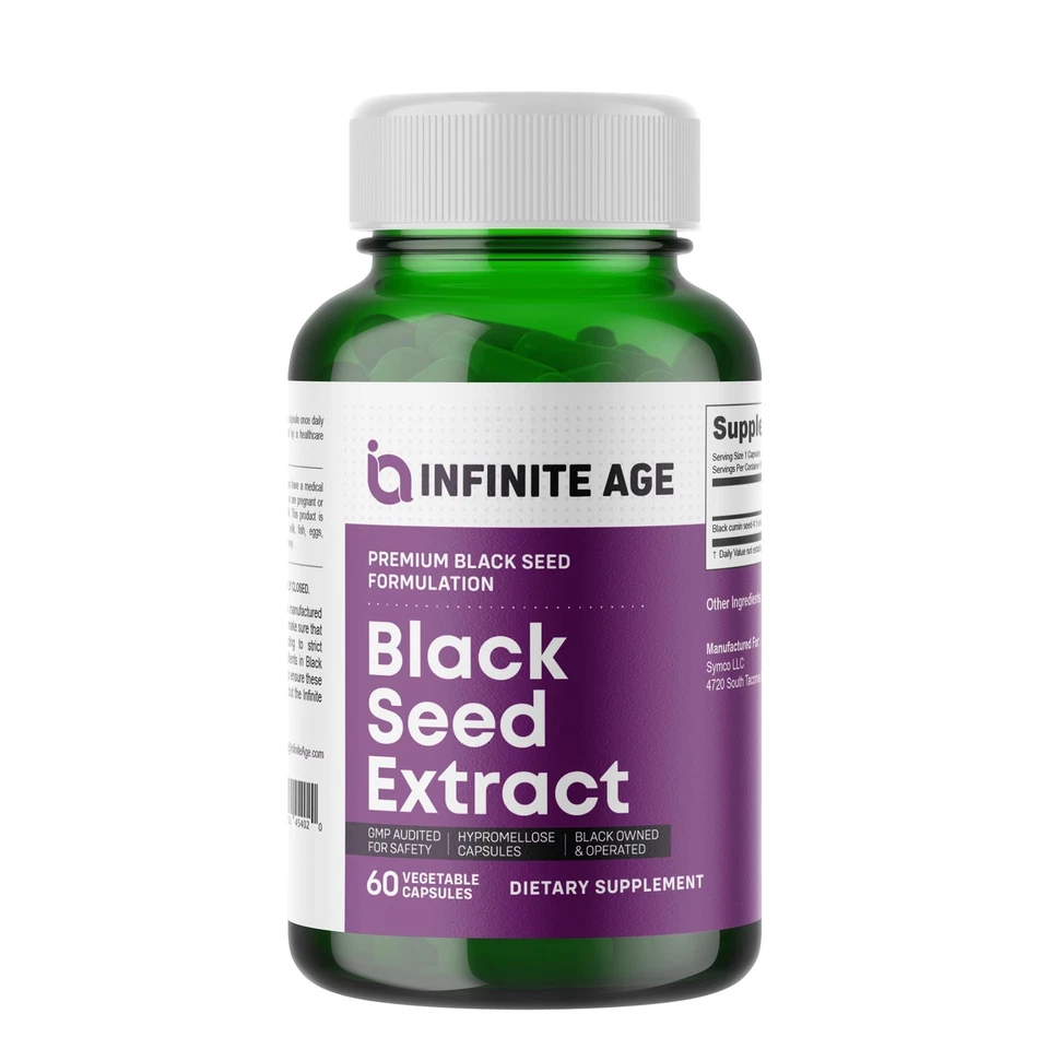 Infinite Age Dry Organic Black Seed Oil Extract Capsules 60 Count - Nigella