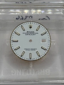 Rolex quadrante originale Datejust 36 126233 bianco oro giallo indici a barre TOP - Foto 1 di 2