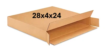 28" x 4" x 24" Cardboard Corrugated Box - SINGLE BOX - SIDE LOADING - ART BOX - Image 1 of 4