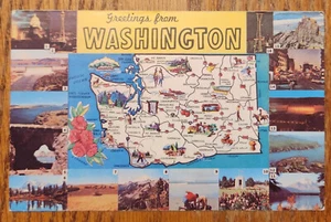 Mapa postal de saludos desde el estado de Washington PC años 60 sin usar Dexter Press - Imagen 1 de 1