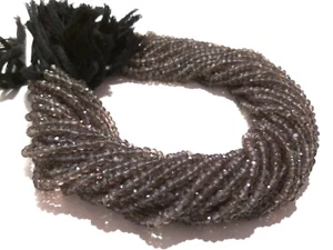 Smoky Quartz Rondelle Faceted 3-3.5mm Natural Smoky Beads 12"inch 2 Strand - Picture 1 of 6