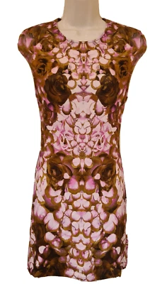 Alexander McQueen Dress pink gold rose bodycon Jersey stretch Size L New - Image 1 of 4