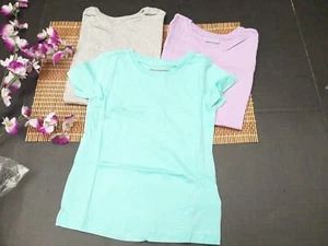 3 AMAZON ESSENTIALS GIRLS SHORT SLEEVE T SHIRTS AQUA, LILAC, HEATHER GRAY 4T - Picture 1 of 3