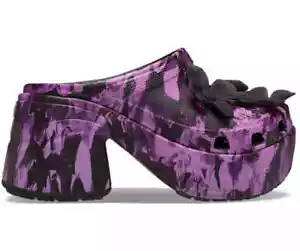 Crocs Siren Hyper Floral Clog NWT Blk Purple Flower Platform US W9 LMTD EDITION! - Picture 1 of 5