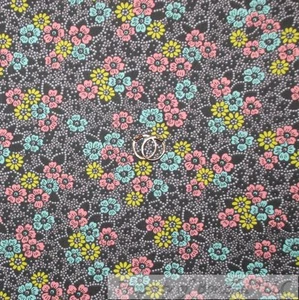 BonEful Fabric FQ Cotton Quilt Gray White Yellow Blue Pink Flower Leaf Dot Mask - Picture 1 of 9