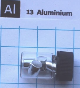 2 gram 99.999% Aluminium metal pellets in glass vial element 13 sample - Picture 1 of 2