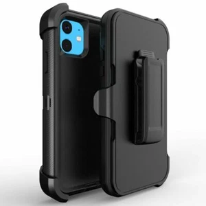 iPhone 11/Pro/Pro Max Defender Slim Shockproof Belt Clip Case + Tempered Glass - Picture 1 of 1