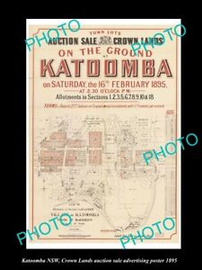 OLD POSTCARD SIZE PHOTO OF KATOOMBA NSW CROWN LAND AUCTION SALE POSTER 1895
