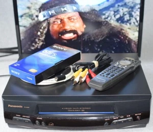 Panasonic PV-8450 Blue Line 4-Head Hi-Fi Omnivision VCR AV w/ Remote Blank Tape - Picture 1 of 23