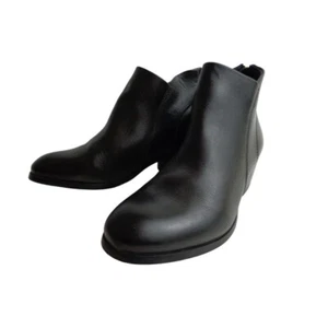 H para Hudson Cuero Negro Espalda Cremallera Botines Eur 37 Ee. Uu. 6M Portugal - Imagen 1 de 8