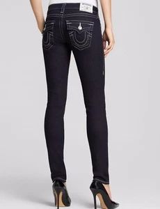 $246 NWT TRUE RELIGION Sz28 SKINNY W/FLAP LOW-RISE STRETCH JEANS BODY RINSE  - Picture 1 of 6