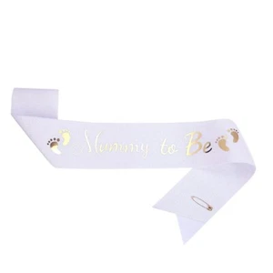 Mummy to be sash, Foot print baby shower sash, White sash - Picture 1 of 1