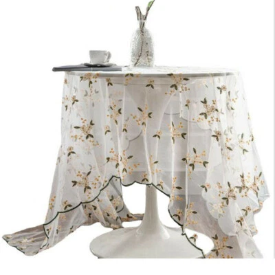 White Lace Rectangle Tablecloth Table Cloth Cover Dining Wedding Kitchen Decor - Image 1 of 4