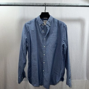 Fossil 54 Button Down Mens Shirt Size L circle dot pattern Classic fit blue - Picture 1 of 6