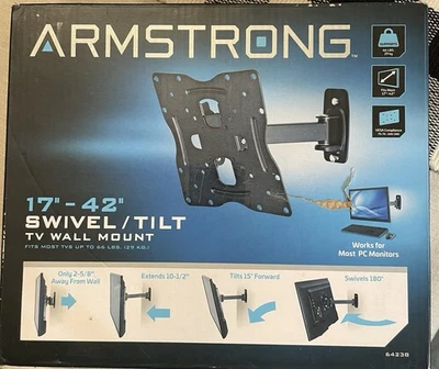 Armstrong Swivel & Tilt   TV Wall Mount fits Most 17” to 42” tvs NEW - Image 1 of 4