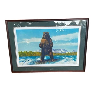 Fishing Rights Bear by Fred Machetanz -signed Lithograph 101/950 Large - Picture 1 of 7