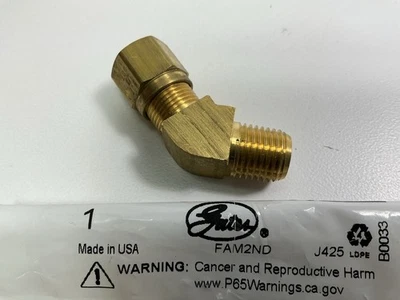 Gates G32102-0604 45° compressão de freio a ar para encaixe de tubulação macho, 3/8" X 1/4"-18 - Imagem 1 de 4