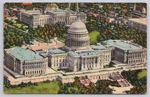 Aerial View of United States Capitol Building Washington DC Postcard - Picture 1 of 2