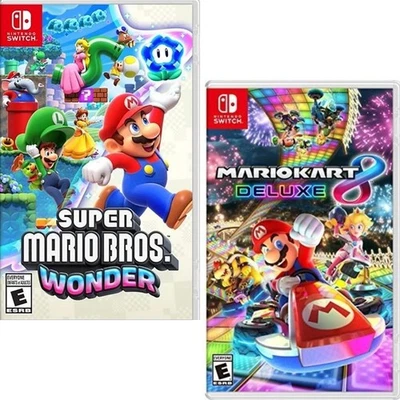 NINTENDO Super Mario Bros. Wonder & Mario Kart 8 Deluxe Switch New Sealed Special Bundle