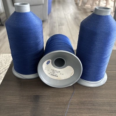 - Coats Star Nylon T70 16oz Spool Sapphire Blue 3 spools Bonded Lot - Image 1 of 4