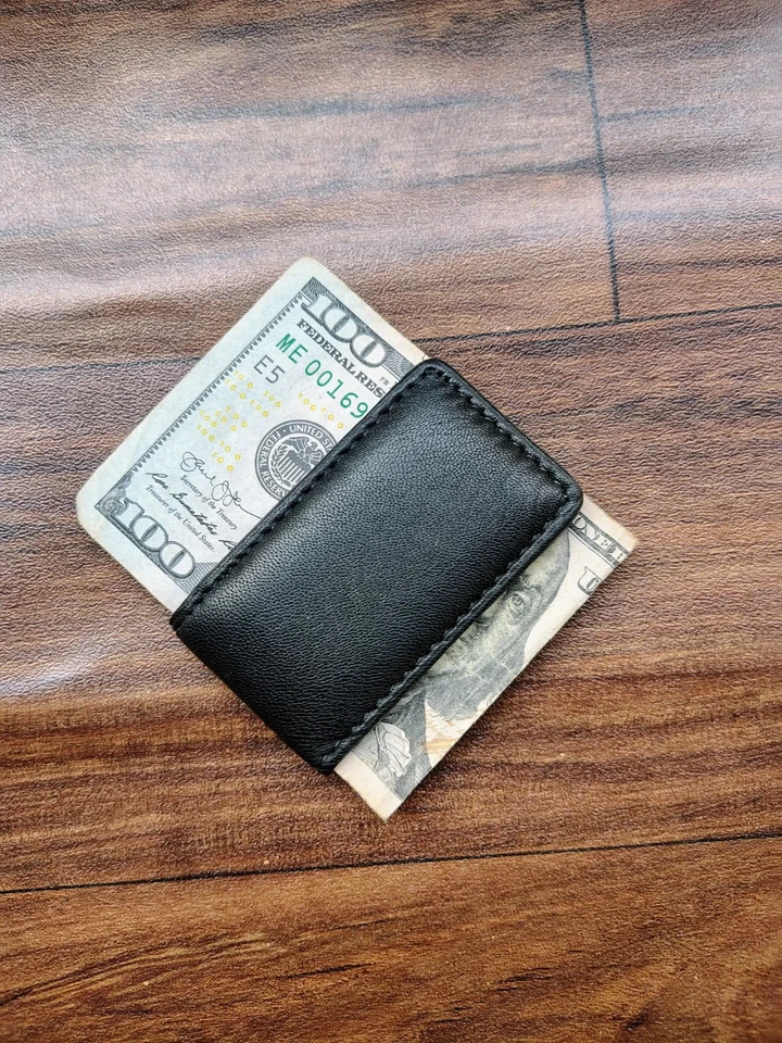Genuine Leather Strong Magnetic Slim Pocket Money Clip Holder USA Seller - Image 1 of 4