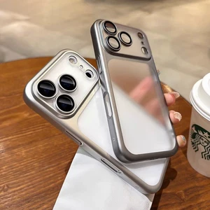 Funda de teléfono enchapada esmerilada translúcida armadura naranja para 17Air 17 16 15 Pro Max - Imagen 1 de 18