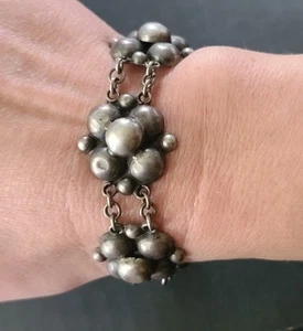 Brazalete De Colección MCM Plata Esterlina Hinchado Media Bola Racimo 22gm México Forma Hueca - Imagen 1 de 24