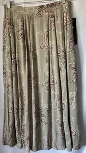 Vintage Sag Harbor Tan Paisley Maxi Pleated Skirt Cottagecore Bloomcore LG NWT - Picture 1 of 8