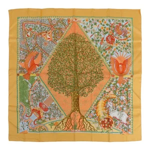 Bufanda HERMES Carré 90 Axis Mundi World Center Axis unisex serie naranja - Imagen 1 de 8