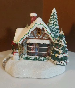 Thomas Kinkade "Everett's Cottage" Villaggio Illuminato Vintage Funzionante - Foto 1 di 14