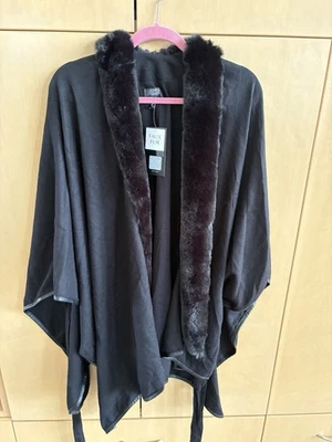 Negro Talla Única ~ Jones New York CAPA/chal COLLAR PIEL SINTÉTICA NUEVO CON ETIQUETAS Foto 1 de 3