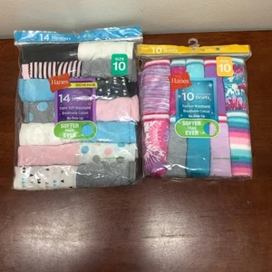 Lot Of 2 Hanes Girls Size 10 Panties 14 Hipsters/10 Briefs Assorted Colors NIP - Picture 1 of 2