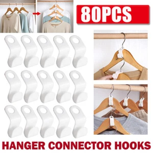 25/80X Clothes Hanger Connector Hook Cascading Space Saver Closet Clip Organizer - Picture 1 of 13