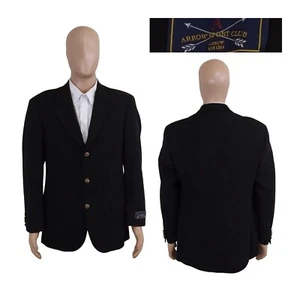 NEU Arrow Sport Club Metall Messing Knöpfe Hopsack schwarz Wolle Blazer Jacke 38R - Bild 1 von 9