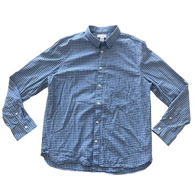 Calvin Klein Men's Size L The Cotton-Cashmere Shirt Blue Check Long Sleeve Modal - Image 1 of 4