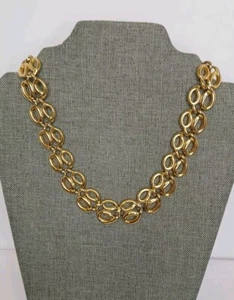 ENORME collar gargantilla Ann Klein dorado eslabones 5/8" de largo! ¡Única Ann Klein! - Imagen 1 de 10