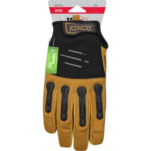 Kinco 2035-M Synthetic Leather Black/Tan Foreman Men's Padded Gloves Medium - Picture 1 of 1