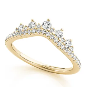 0.50CTW Lab Grown Diamond 18K Gold Chevron Wedding Band Ring - Picture 1 of 5