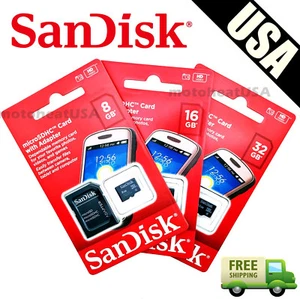 SanDisk 8GB 16GB 32GB Micro SD HC Class 4 TF Flash SDHC Memory Card w/ Adapter - Picture 1 of 7