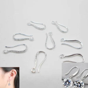 10PCS Jewelry Design Findings Silver Rough Pinch Bail Earring Hook For Crystal - Picture 1 of 3