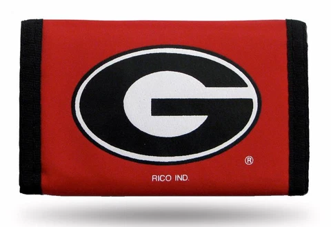 Georgia Bulldogs Nylon Tri-Fold Wallet [NEW] NCAA Vinyl Trifold Billfold ID Cover
