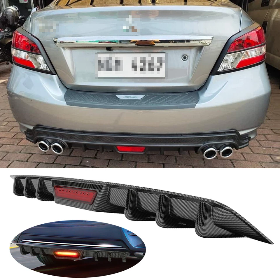 Difusor trasero de fibra de carbono parachoques alerón labio luz LED para Mitsubishi Mirage G4 Foto 1 de 4