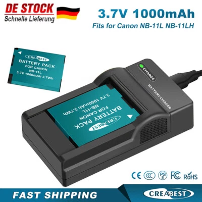 2 Akkus+ Ladegerät für Canon Ixus NB-11L,132,135,140,145,150,155,160,165,170,175 - Bild 1 von 4