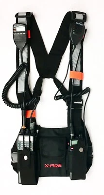 X-FIRE® Aggiornato Doppio Radio Portatile Cablaggio Chest Rig per Radio Bidirezionali - Immagine 1 di 4