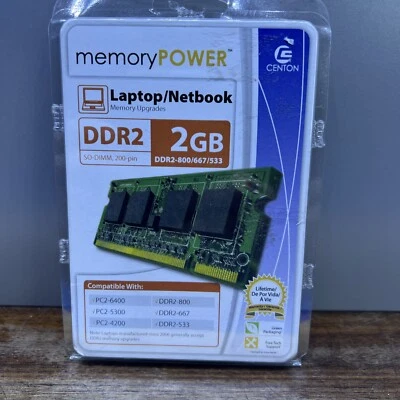 2GB DDR2 Laptop Memory Centon DDR2-667/533/400 New Sealed - Image 1 of 2